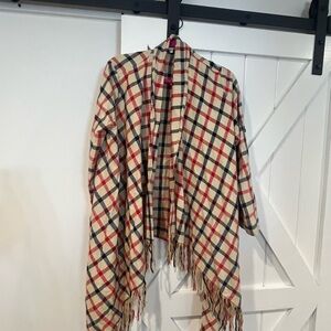 JODIFL Checkered Fringe Wrap in Red and Black